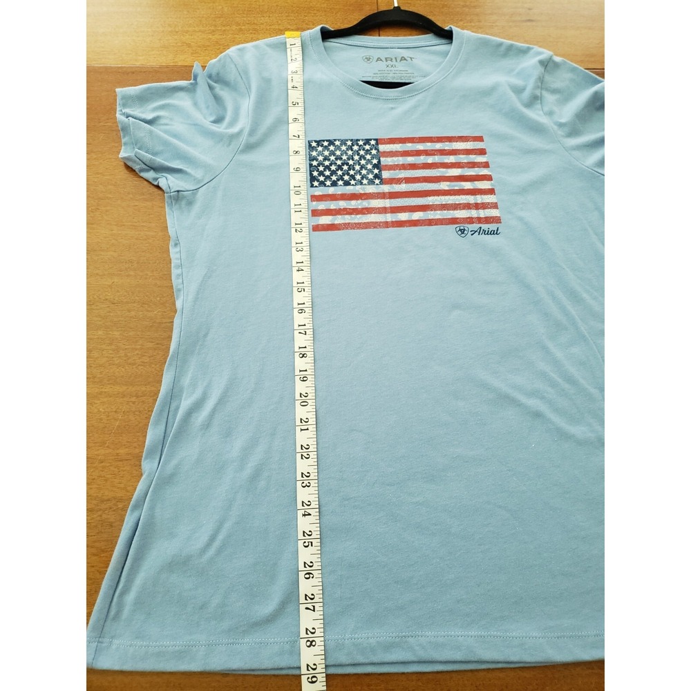 Women's Ariat American Flag Shirt 2xl  Paisley Blue Stars‎ And Stripes Patriotic - Picture 10 of 12